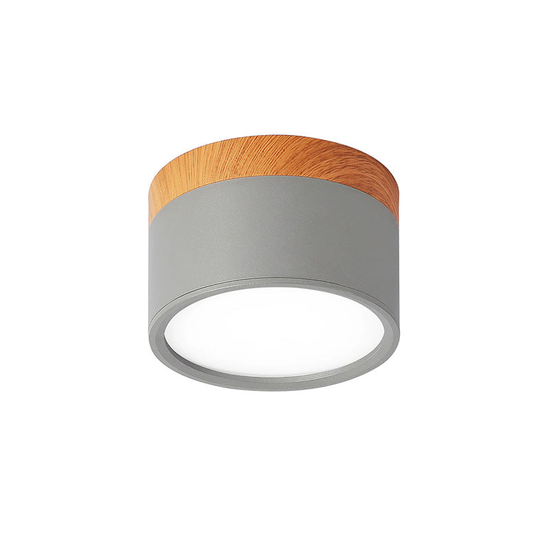Cylinder kleine Deckenleuchte LED Holz modern Decke Flur Wohnzimmer kompakt Design | Restfield