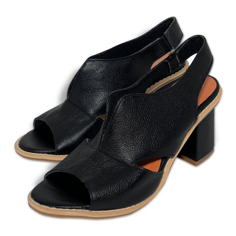 Dames Sandalen met Blokhak Open Teen Elegant Comfortabel Leer Bordeauxrood Zomerschoenen | Sansoti
