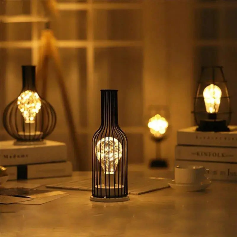 Lampe de table forme bouteille noir acrylique LED blanc chaud chambre table de nuit moderne original | Restfield