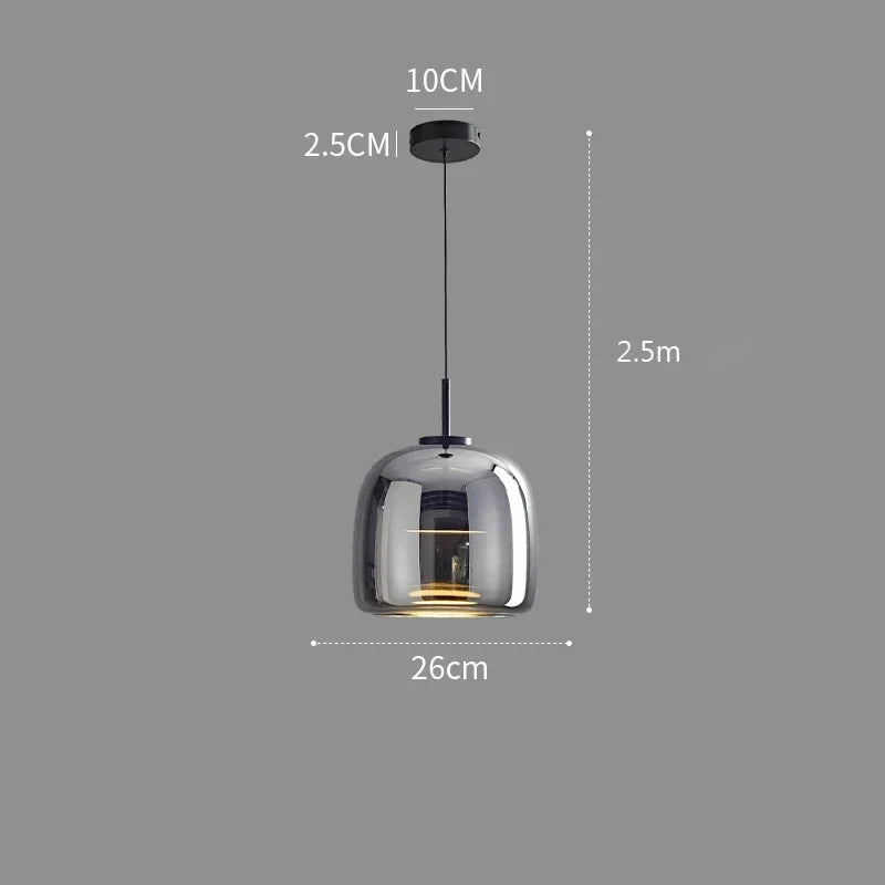 Nordische Hanglamp Glas LED Cognac Rookgrijs Scandinavisch | Sansoti