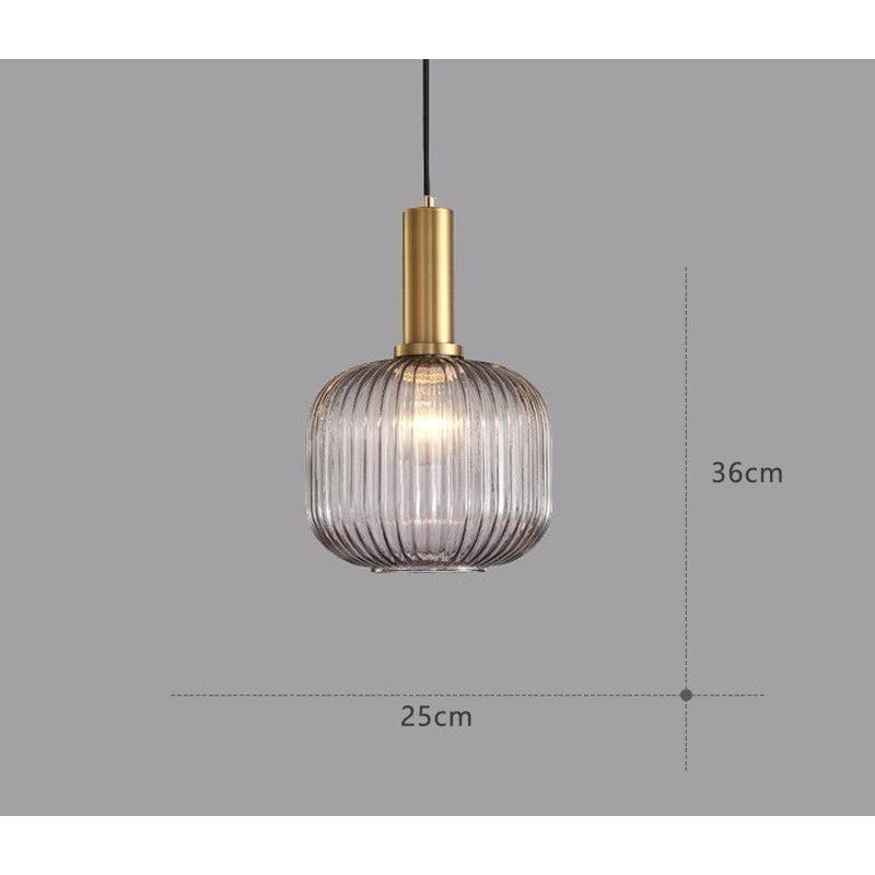 Suspension en verre côtelé Vintage 1 lumière Or E27 | Restfield