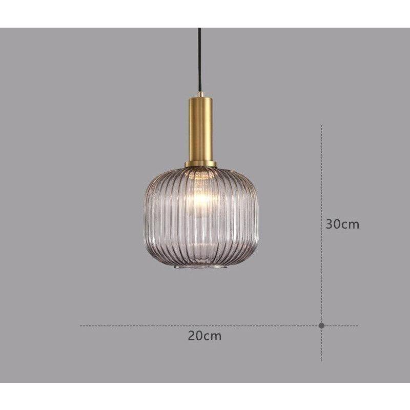 Suspension en verre côtelé Vintage 1 lumière Or E27 | Restfield