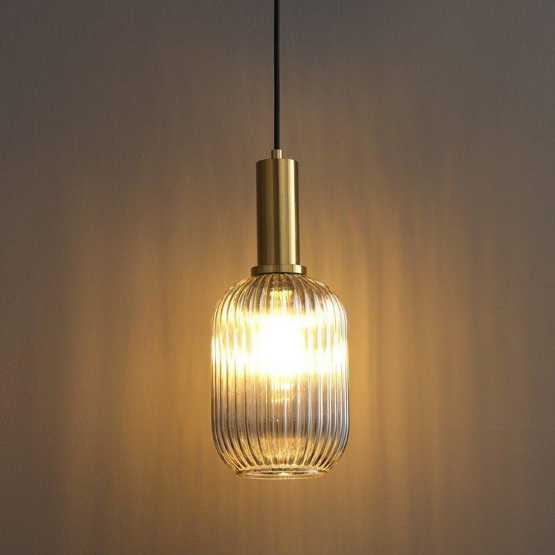 Suspension en verre côtelé Vintage 1 lumière Or E27 | Restfield