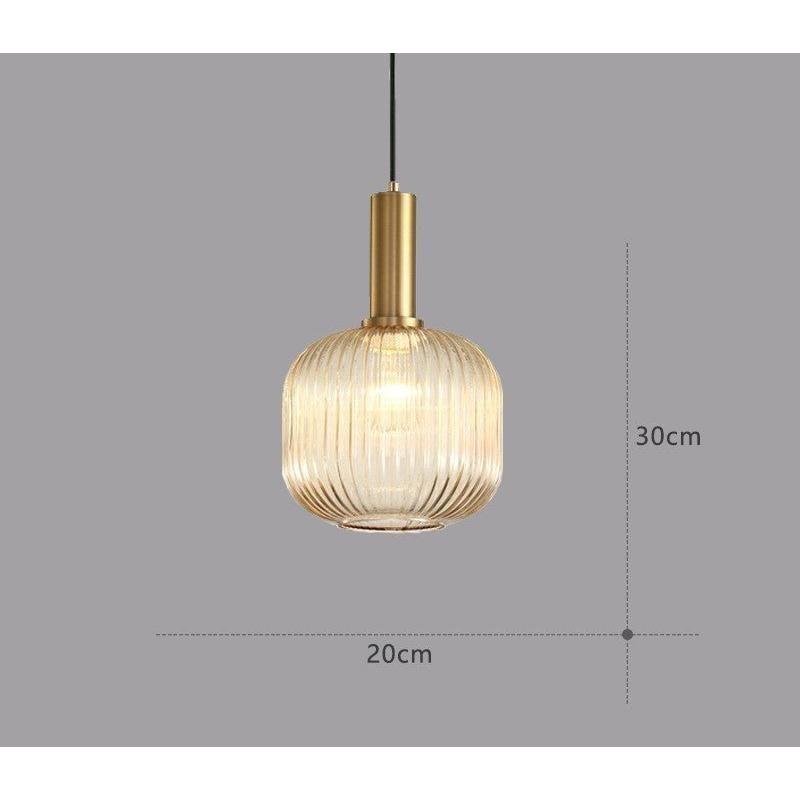 Suspension en verre côtelé Vintage 1 lumière Or E27 | Restfield