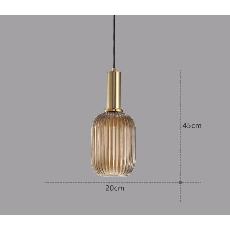 Suspension en verre côtelé Vintage 1 lumière Or E27 | Restfield