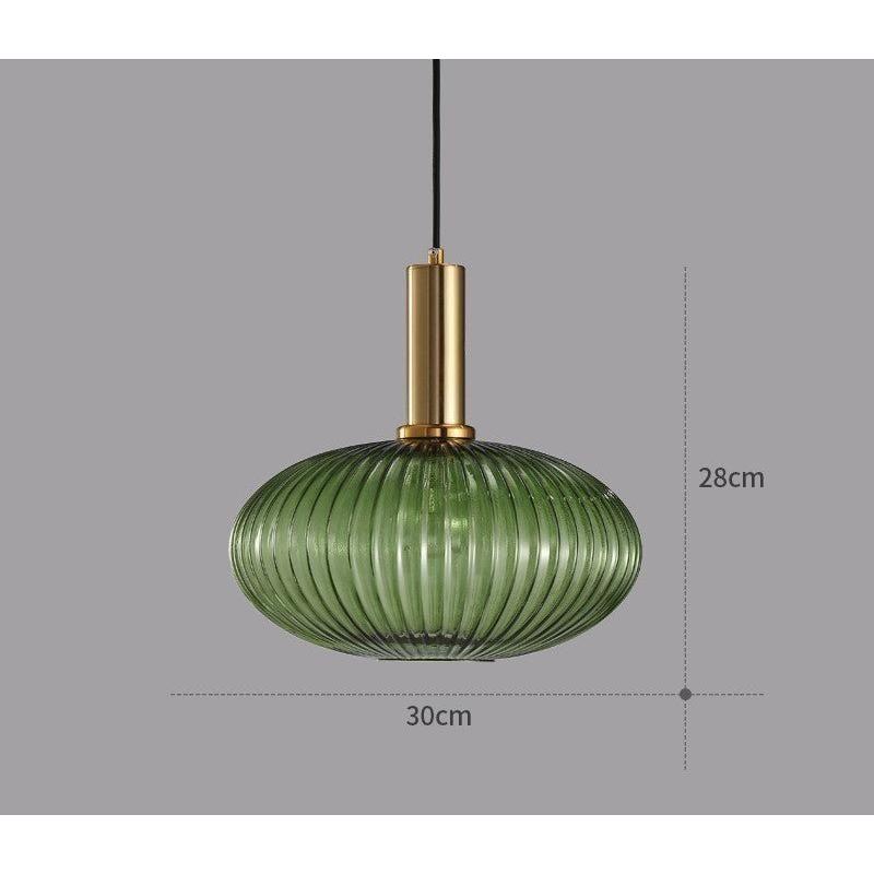 Suspension en verre côtelé Vintage 1 lumière Or E27 | Restfield