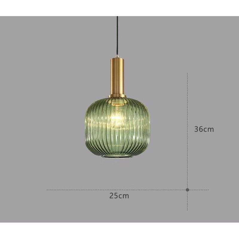 Suspension en verre côtelé Vintage 1 lumière Or E27 | Restfield
