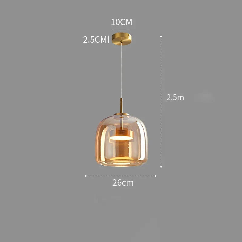 Nordische Hanglamp Glas LED Cognac Rookgrijs Scandinavisch | Sansoti