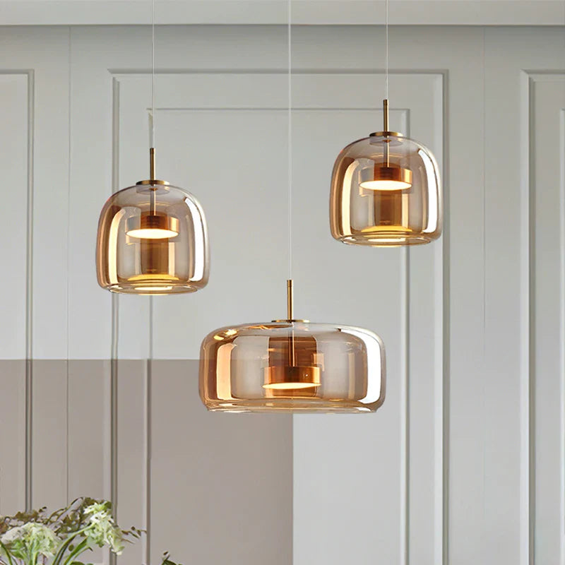 Nordische Hanglamp Glas LED Cognac Rookgrijs Scandinavisch | Sansoti