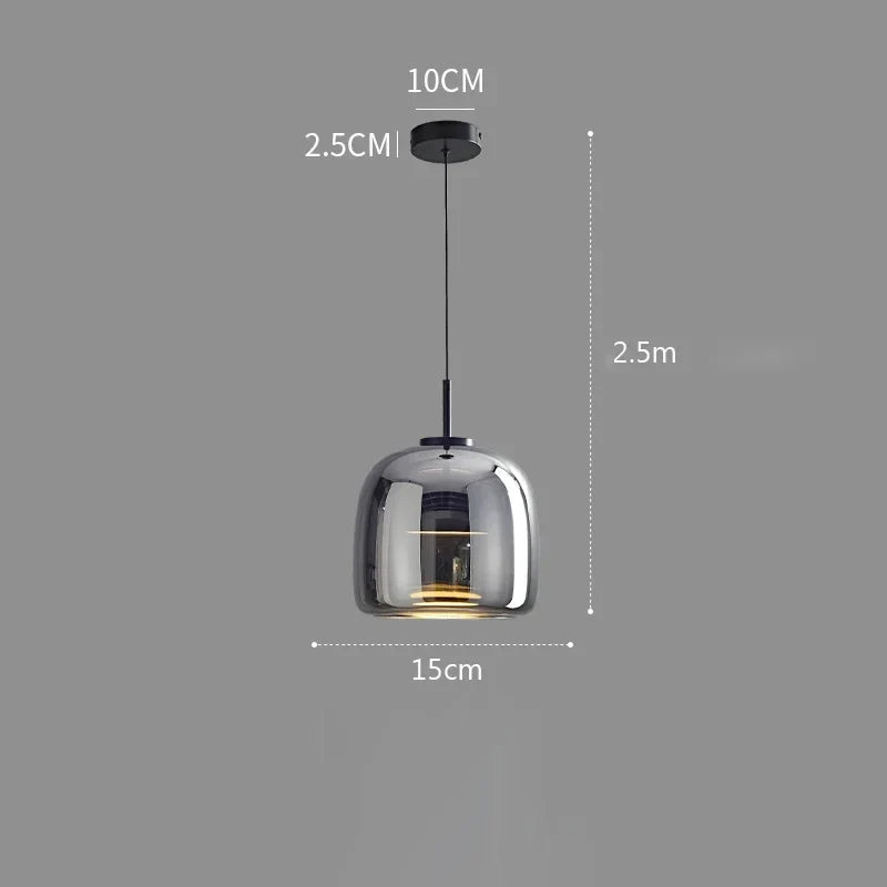 Nordische Hanglamp Glas LED Cognac Rookgrijs Scandinavisch | Sansoti
