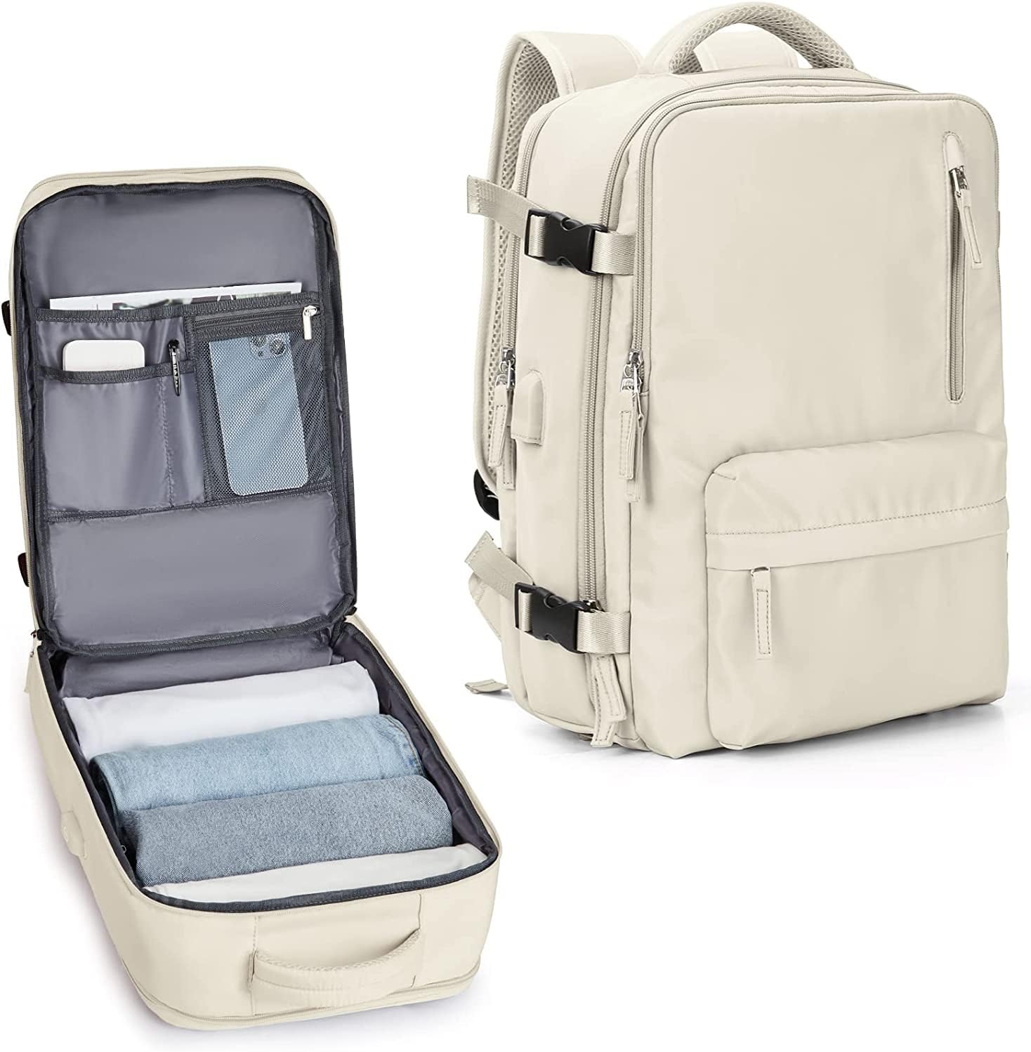 Waterbestendige Reistas 40L met Schoenenvak en USB-Poort – Geschikt voor Laptops tot 35,56 cm | Sansoti