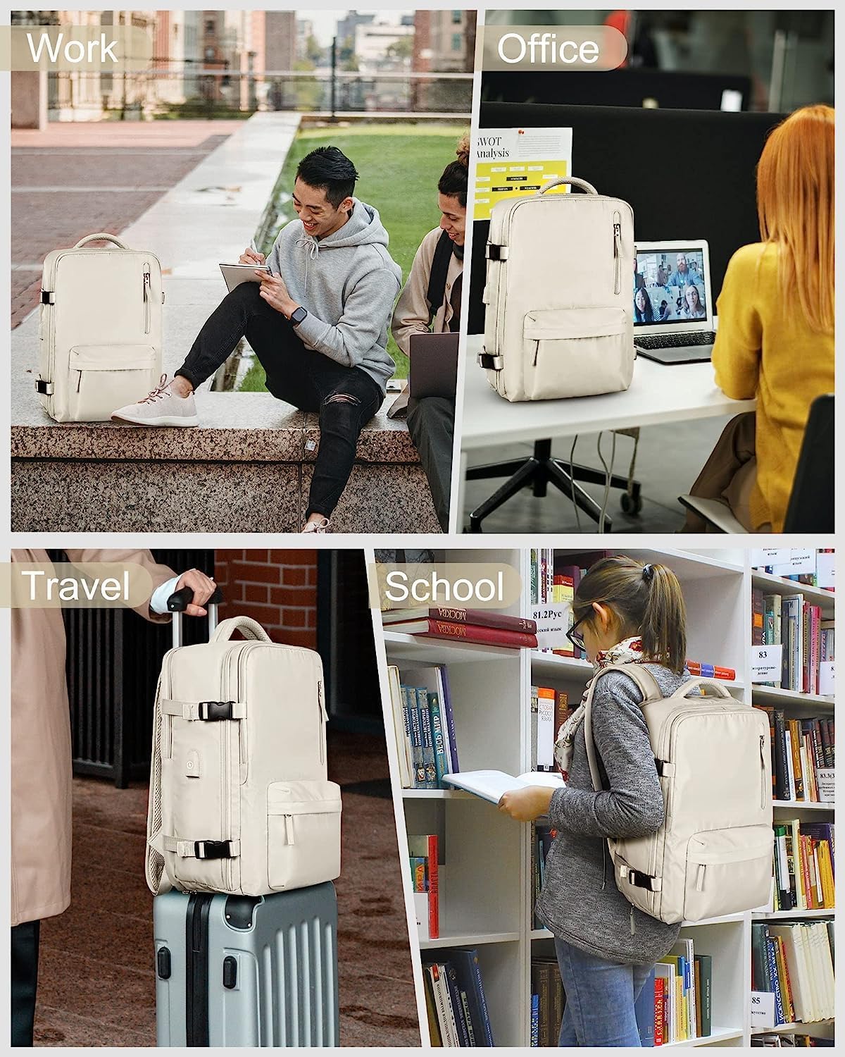 Waterbestendige Reistas 40L met Schoenenvak en USB-Poort – Geschikt voor Laptops tot 35,56 cm | Sansoti