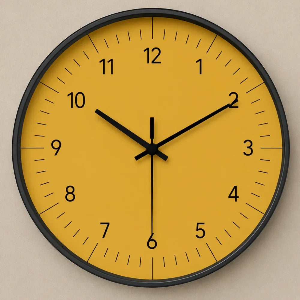Wandklok Geel Stil Uurwerk 25-35cm Scandinavisch Minimalistisch Design Analoog Woonkamer Slaapkamer Keuken | Sansoti