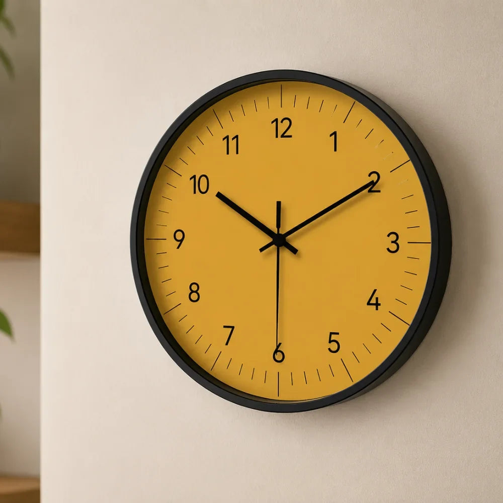 Wandklok Geel Stil Uurwerk 25-35cm Scandinavisch Minimalistisch Design Analoog Woonkamer Slaapkamer Keuken | Sansoti