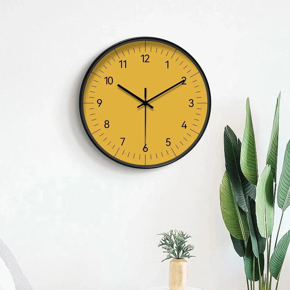 Wandklok Geel Stil Uurwerk 25-35cm Scandinavisch Minimalistisch Design Analoog Woonkamer Slaapkamer Keuken | Sansoti