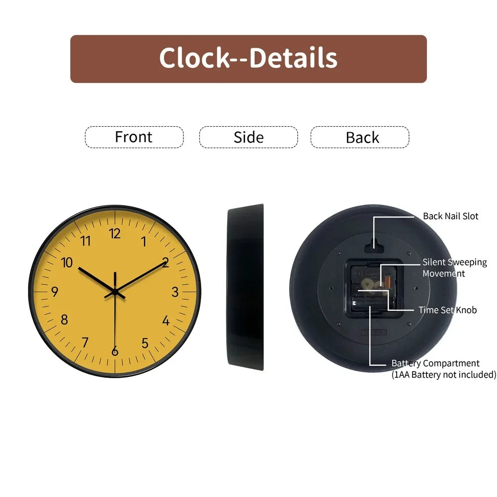 Wandklok Geel Stil Uurwerk 25-35cm Scandinavisch Minimalistisch Design Analoog Woonkamer Slaapkamer Keuken | Sansoti