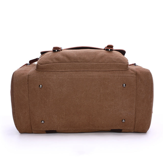 Large Canvas Shoulder Bag Leather Cognac Brown Waterproof for Travel Work Daily Use Durable Spacious Stylish | Sansoti