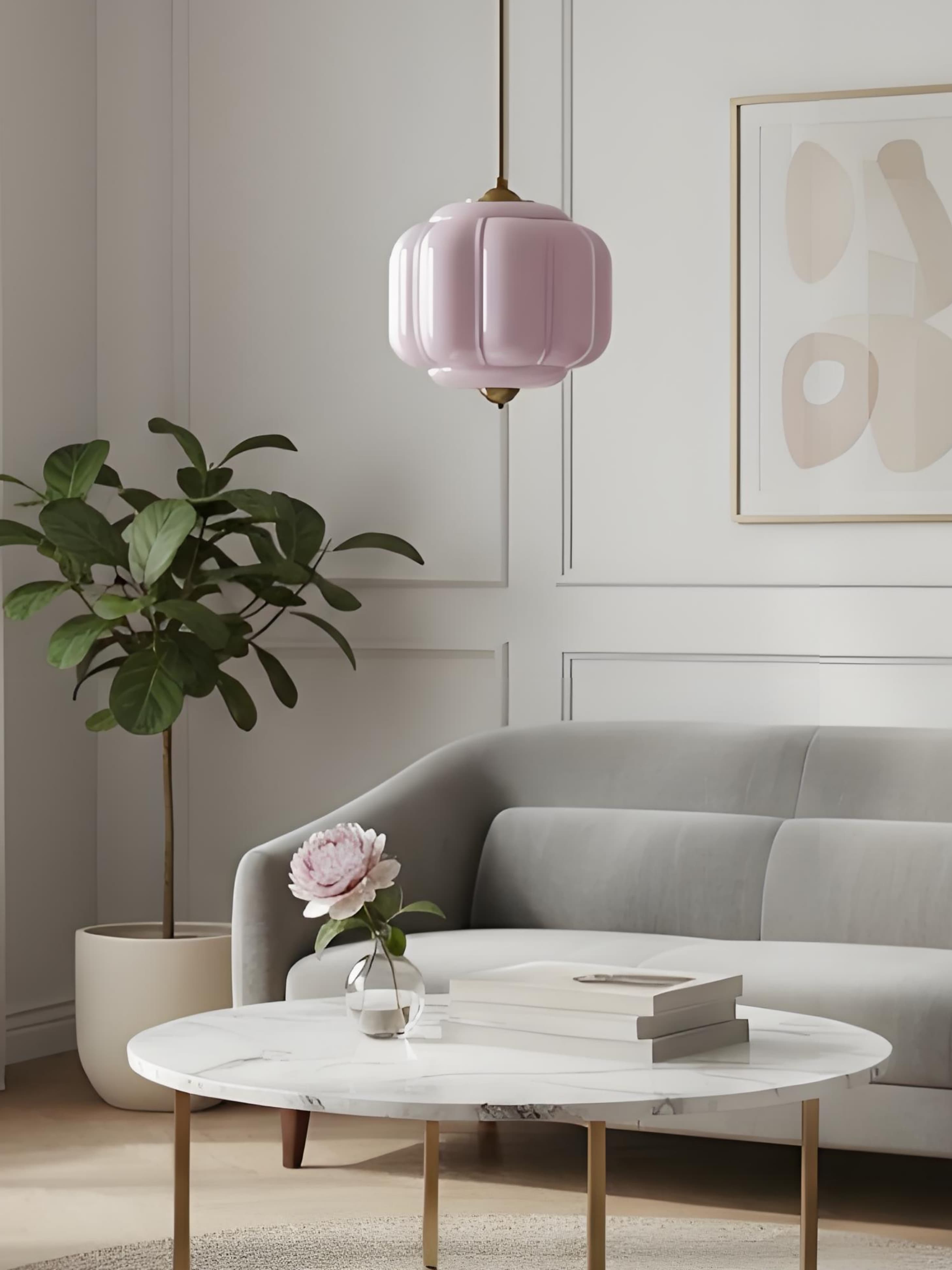 Vintage Kroonluchter met Crèmekleurige Glazen Kappen – Hanglamp in Retro-Stijl voor Eetkamer & Woonkamer | Sansoti