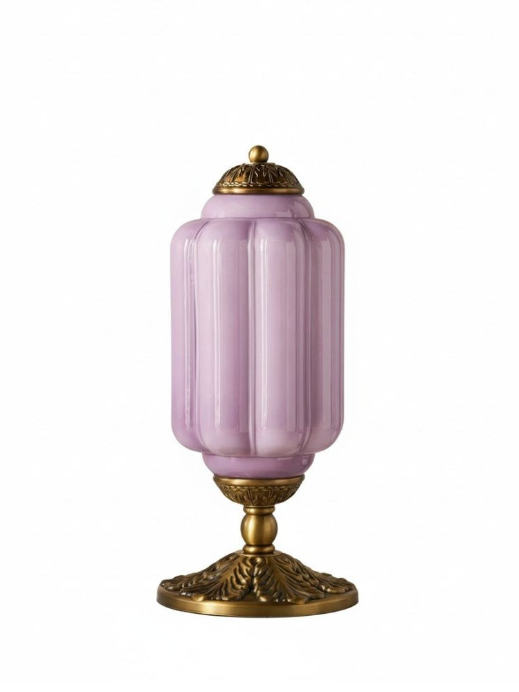 Vintage Glazen Tafellamp met Messing of Zwarte Afwerking | Sansoti