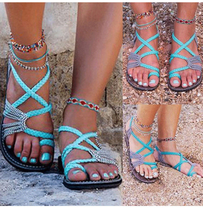 Flache Sommerschuhe für Damen Leicht Bequem Flexibel Zum Hineinschlüpfen Stoßdämpfend Lässig Trendig Strandsandalen | Sansoti