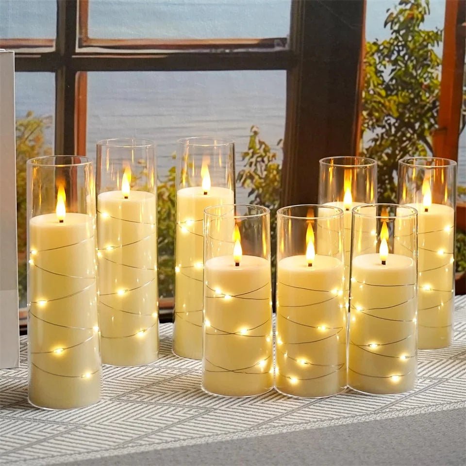 LED Kaarsen Set 3 Stuks Grijs Transparant Timer Sfeerverlichting Feestdecoratie Elektrisch Vlamloze Kaars | Sansoti