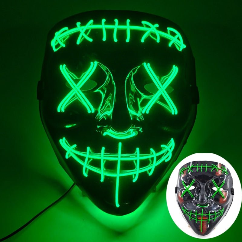 LED Masker met Neon Lichteffect voor Halloween Feesten Cosplay Verkleedpartijen Carnaval Festival Events | Sansoti