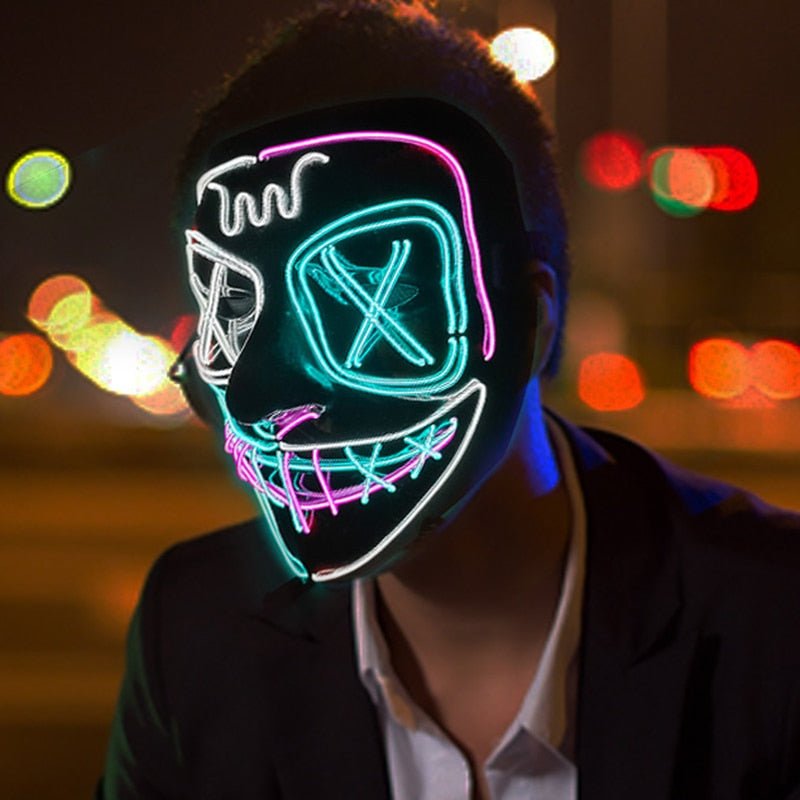 LED Masker met Neon Lichteffect voor Halloween Feesten Cosplay Verkleedpartijen Carnaval Festival Events | Sansoti