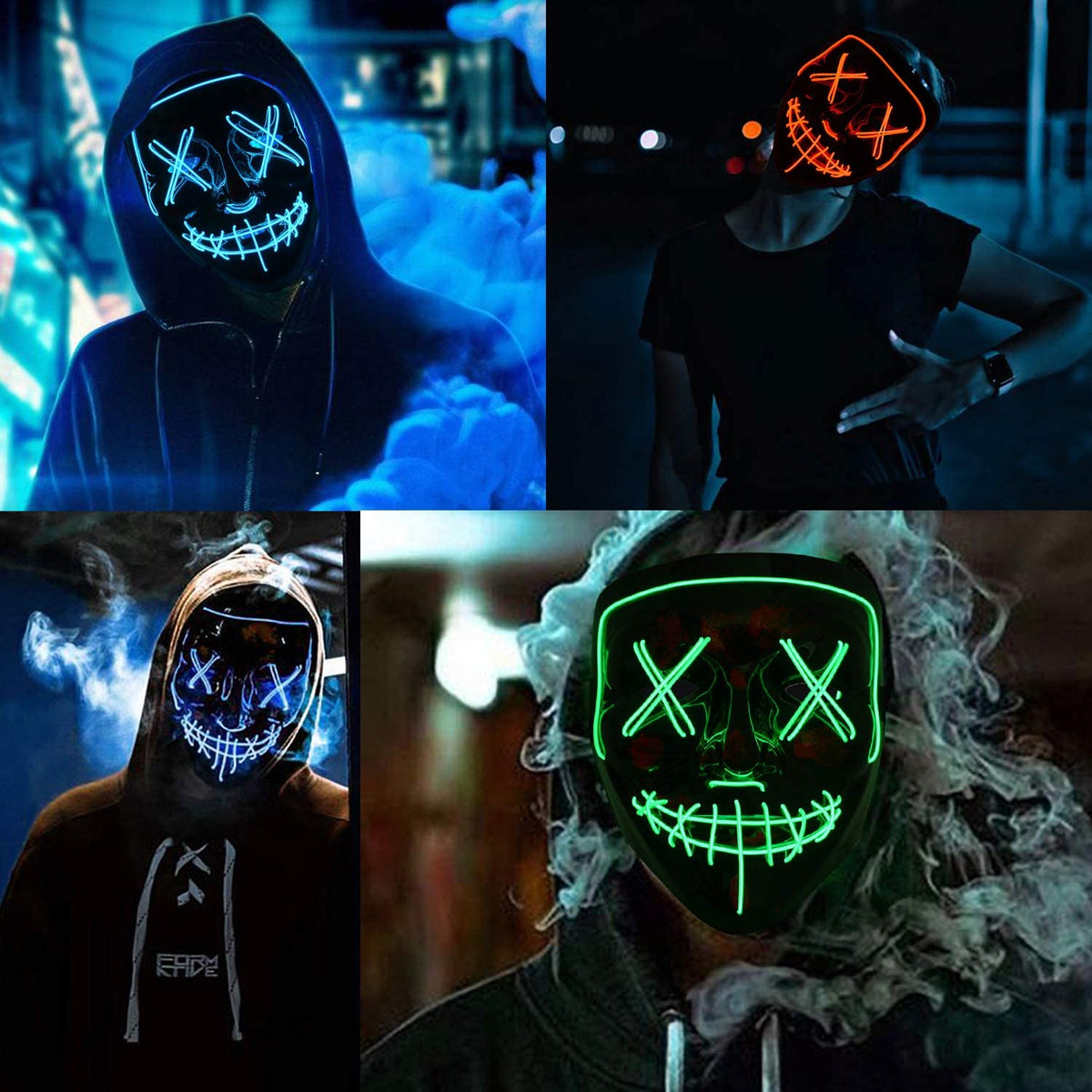 LED Masker met Neon Lichteffect voor Halloween Feesten Cosplay Verkleedpartijen Carnaval Festival Events | Sansoti