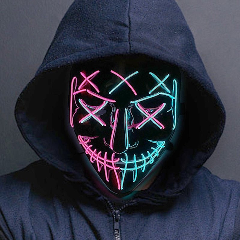 LED Masker met Neon Lichteffect voor Halloween Feesten Cosplay Verkleedpartijen Carnaval Festival Events | Sansoti