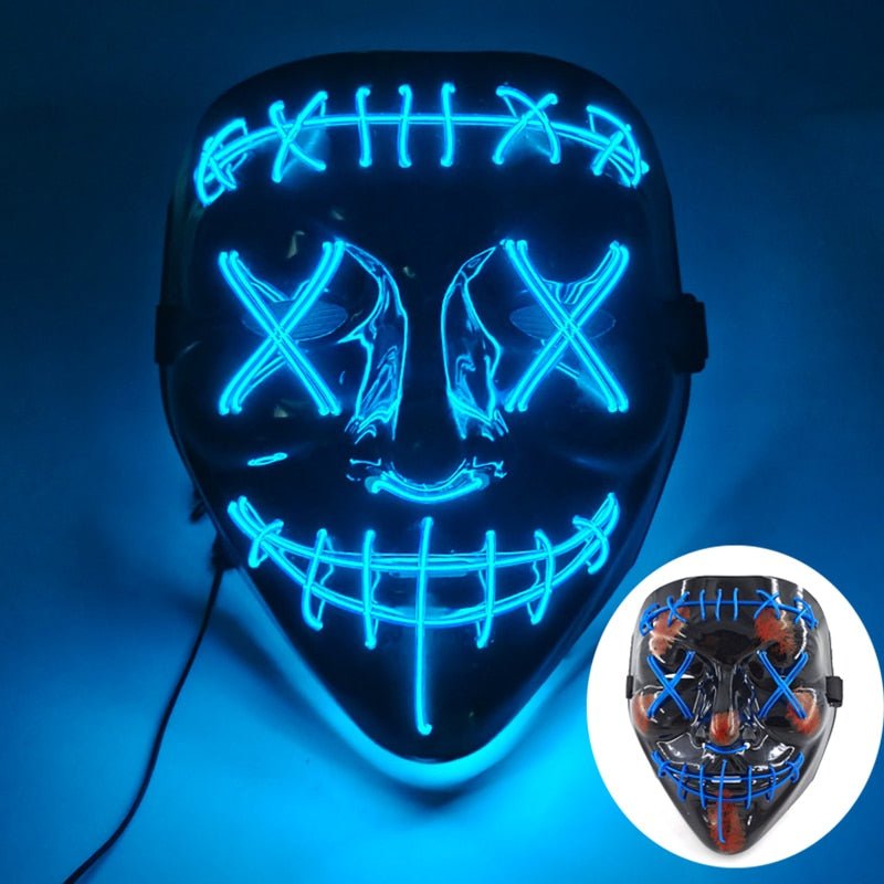LED Masker met Neon Lichteffect voor Halloween Feesten Cosplay Verkleedpartijen Carnaval Festival Events | Sansoti