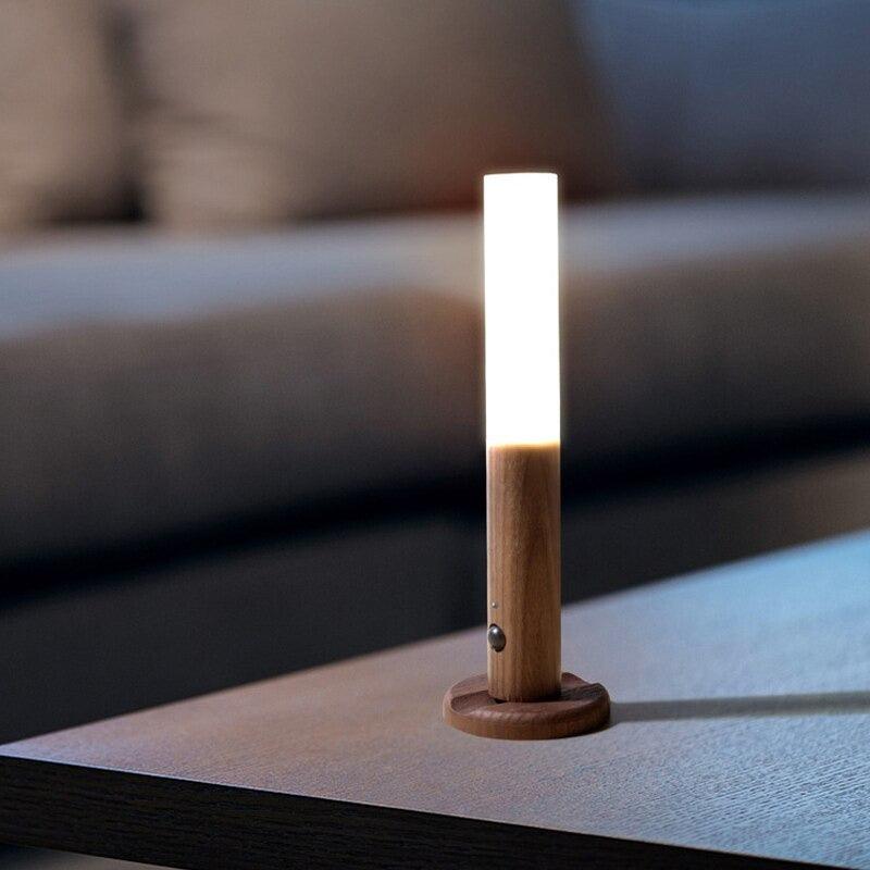 Oplaadbare Houten Wandlamp met Bewegingssensor – Dimbaar LED Nachtlampje voor Hal Gang Slaapkamer | Sansoti