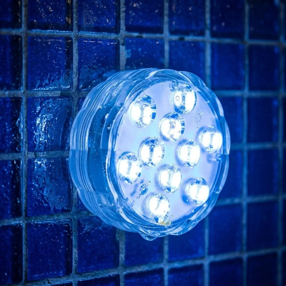Podwodna lampa RGB LED w 10 kolorach z pilotem, przyssawką do basenu, stawu i akwarium, dekoracyjne oświetlenie | Sansoti