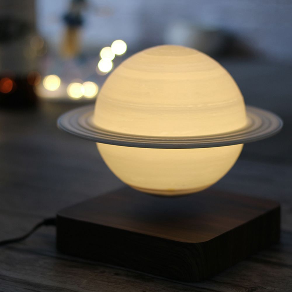 Zwevende Saturnus Lamp met Magnetische Basis en Verlichting 15cm voor Ruimtevaart Liefhebbers | Sansoti