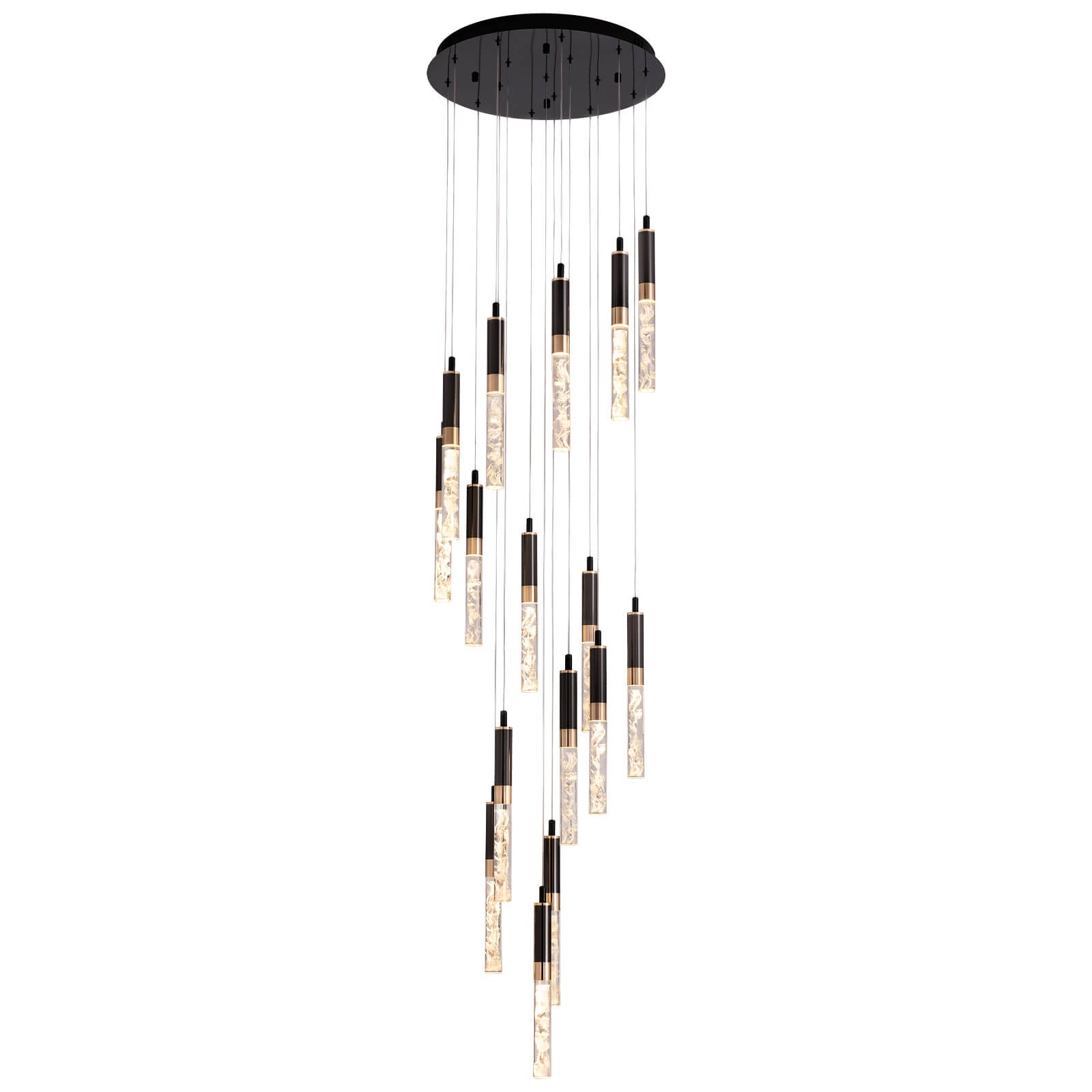Lustre en cristal Escalier Noir Cristal K9 300cm LED Moderne Plafond Haut