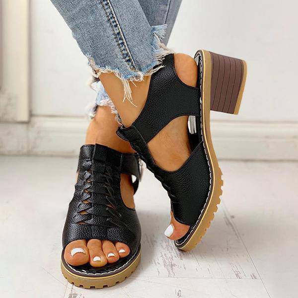 Dames Sandalen met Open Teen en Blokhak – Ritssluiting Plateau Zomerschoenen voor Feesten en Uitgaan | Sansoti