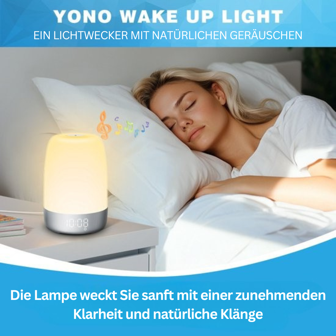 Wake-up Light mit Naturgeräuschen und Sonnenaufgangssimulation – Wiederaufladbare USB-C Nachttischlampe mit Dimmbar Warmem Licht | Sansoti