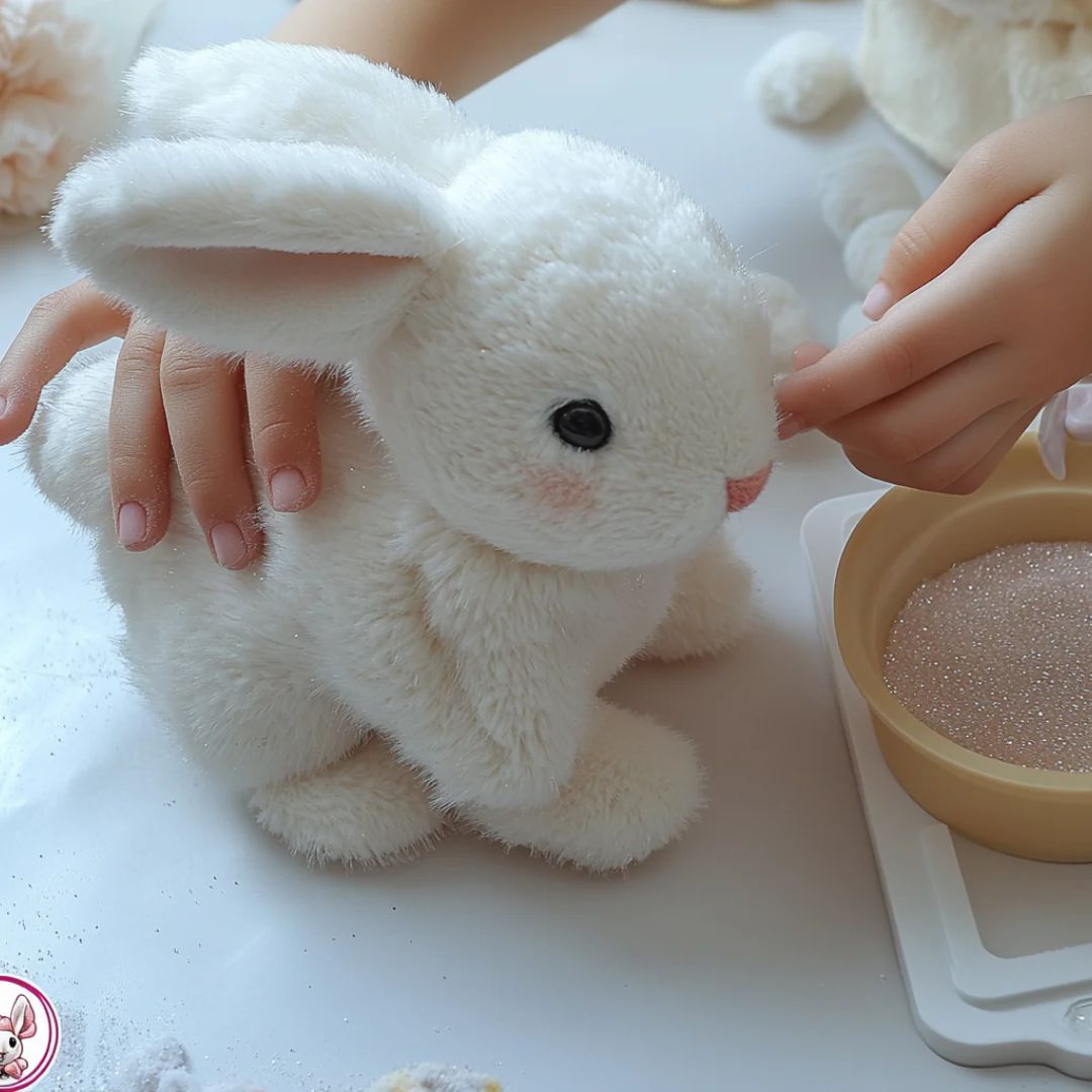 Interactief Knuffelkonijn Pluche Synthetische Vezels Bewegend Speelgoed Beige Cadeau Decoratie Realistisch Konijn Speelmaatje | Sansoti