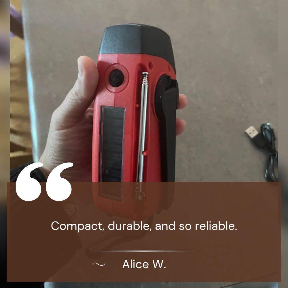 Radio d'urgence avec lampe de poche et chargeur | Dynamo manuelle, solaire & USB