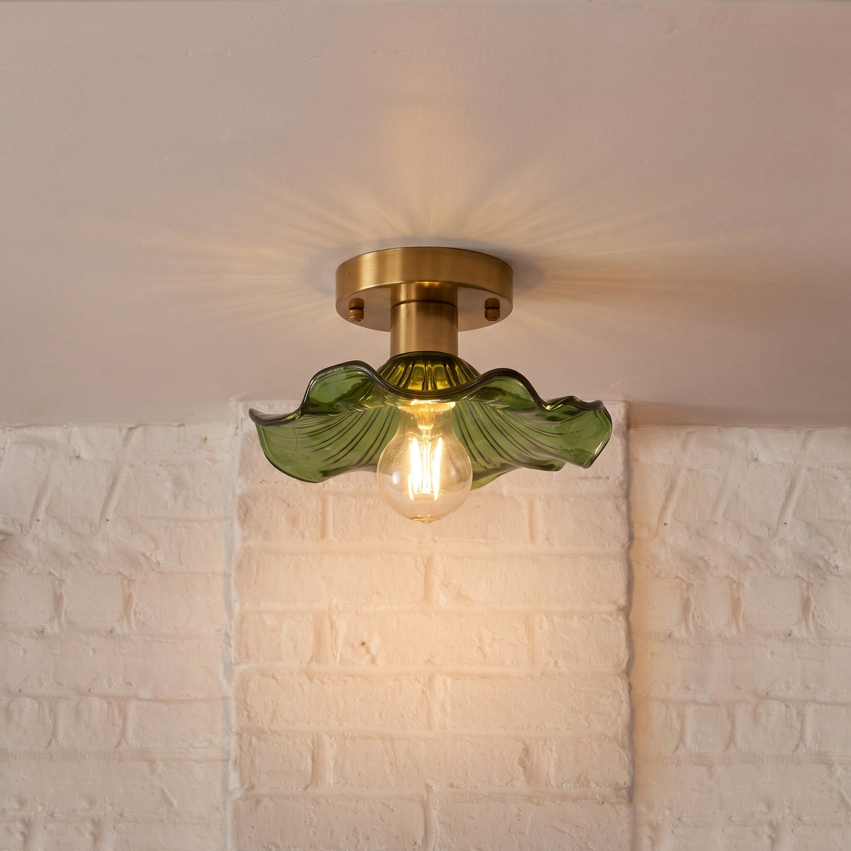 Blossom-Shaped Glass Ceiling Lamp Ø58cm Warm White LED 3000K Aluminum Fixture Living Room Bedroom Lighting | Sansoti