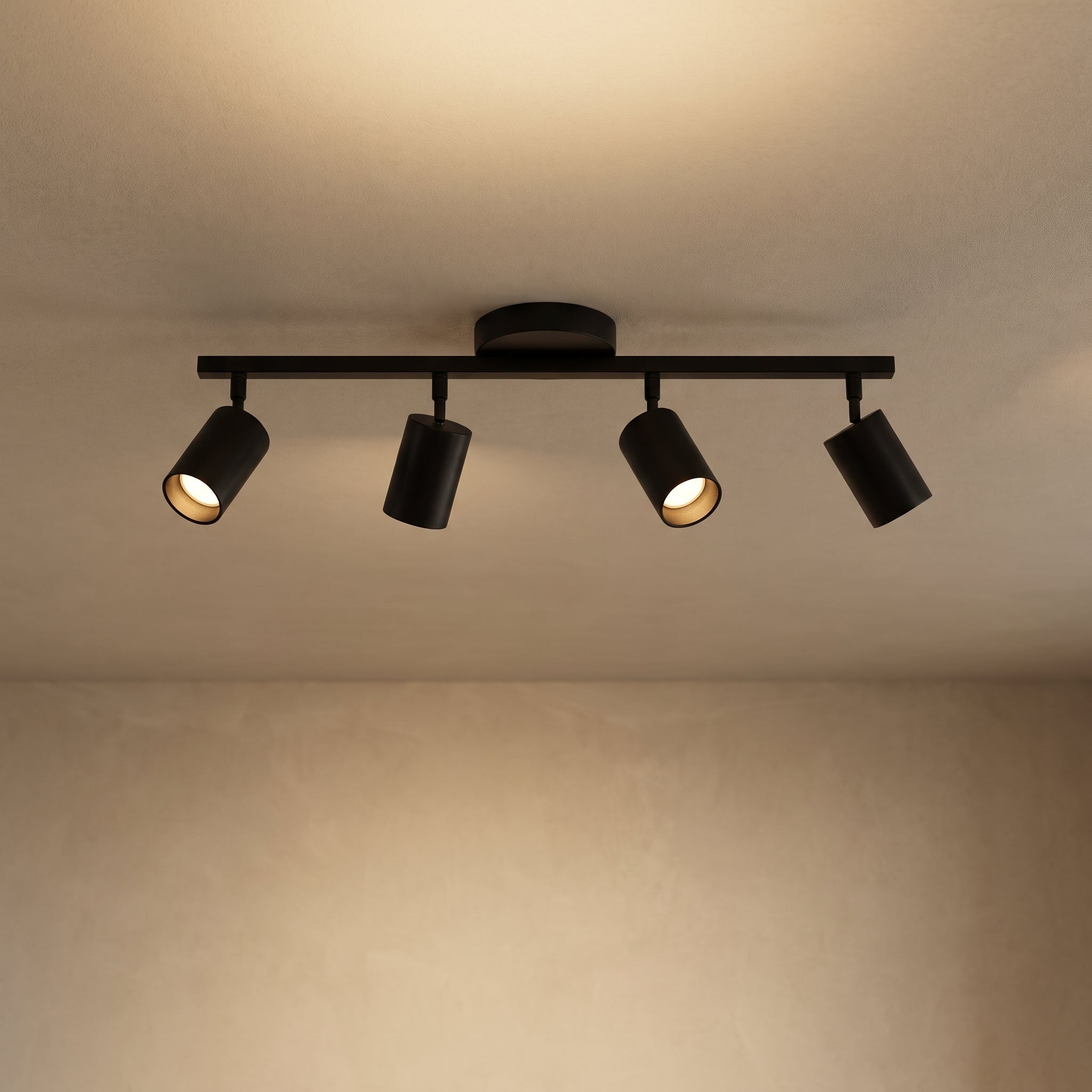 Plafonnier à 4 spots réglables, aluminium noir et blanc, douilles GU10, éclairage pour salon et cuisine, style moderne | Sansoti