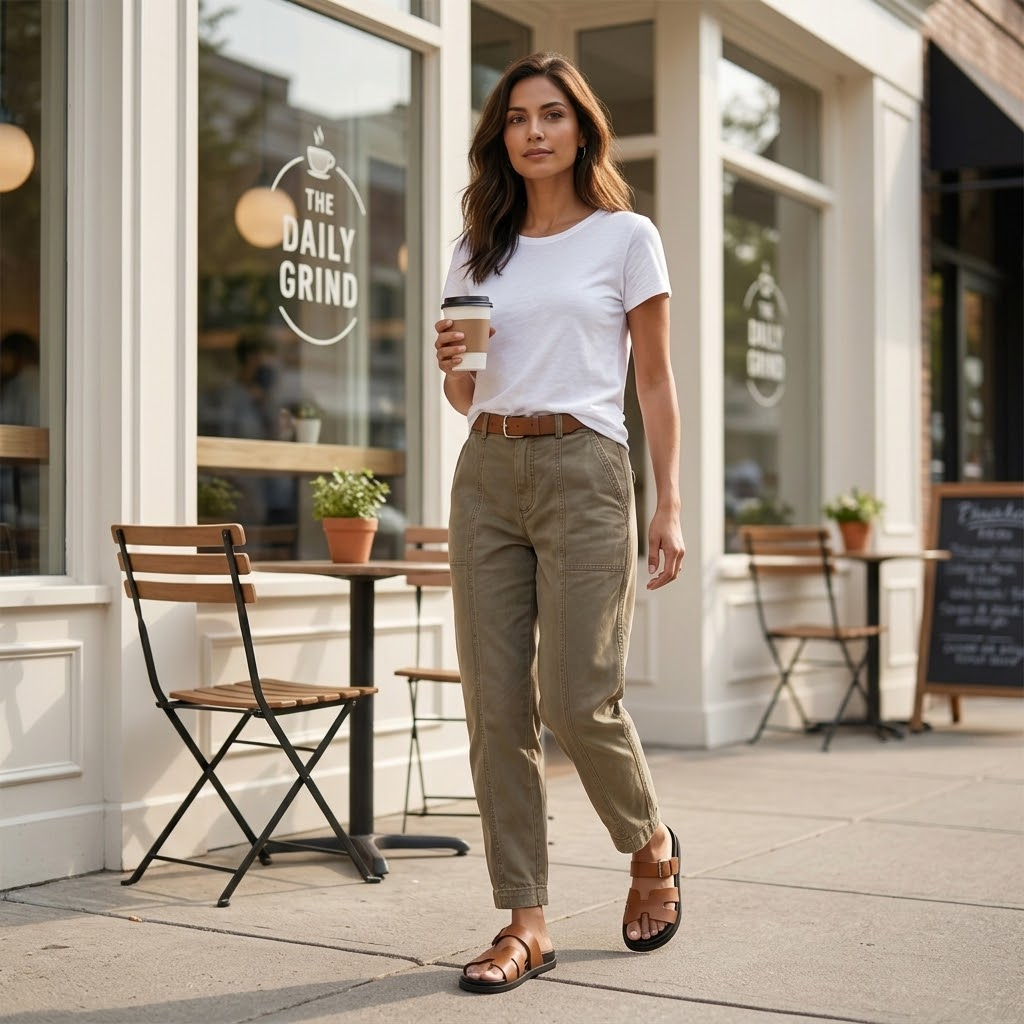 Utility Pantalon Hoge Taille Taps Toelopend met Geplooid Enkelboord Casual Werkbroek | Sansoti