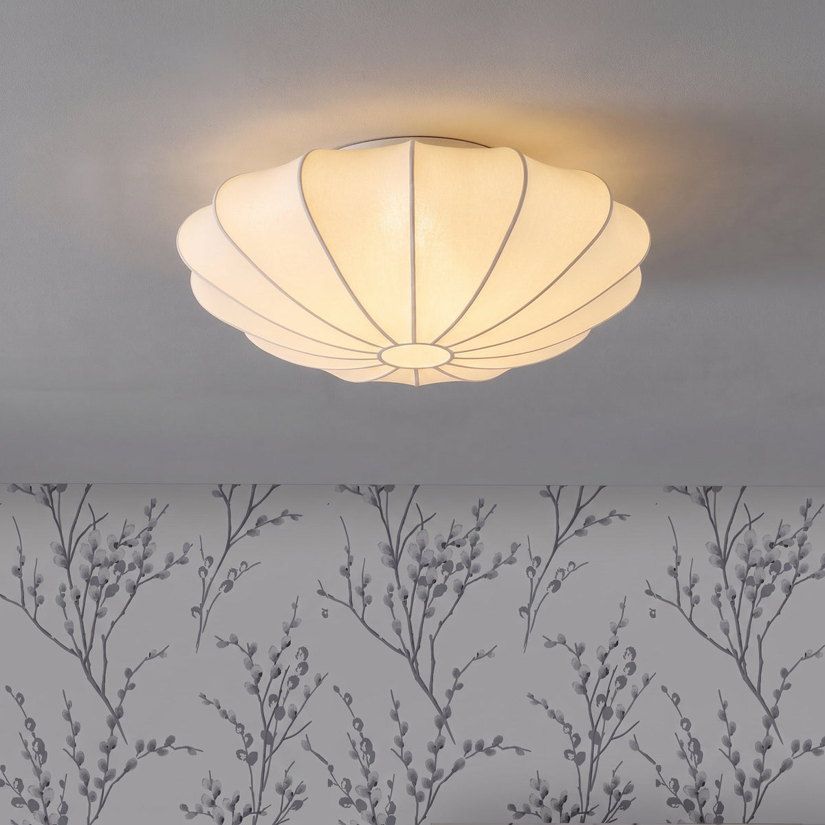 Plafonnier cocon en fibre de soie blanc chaud éclairage d’ambiance salon chambre salle à manger détente design | Sansoti