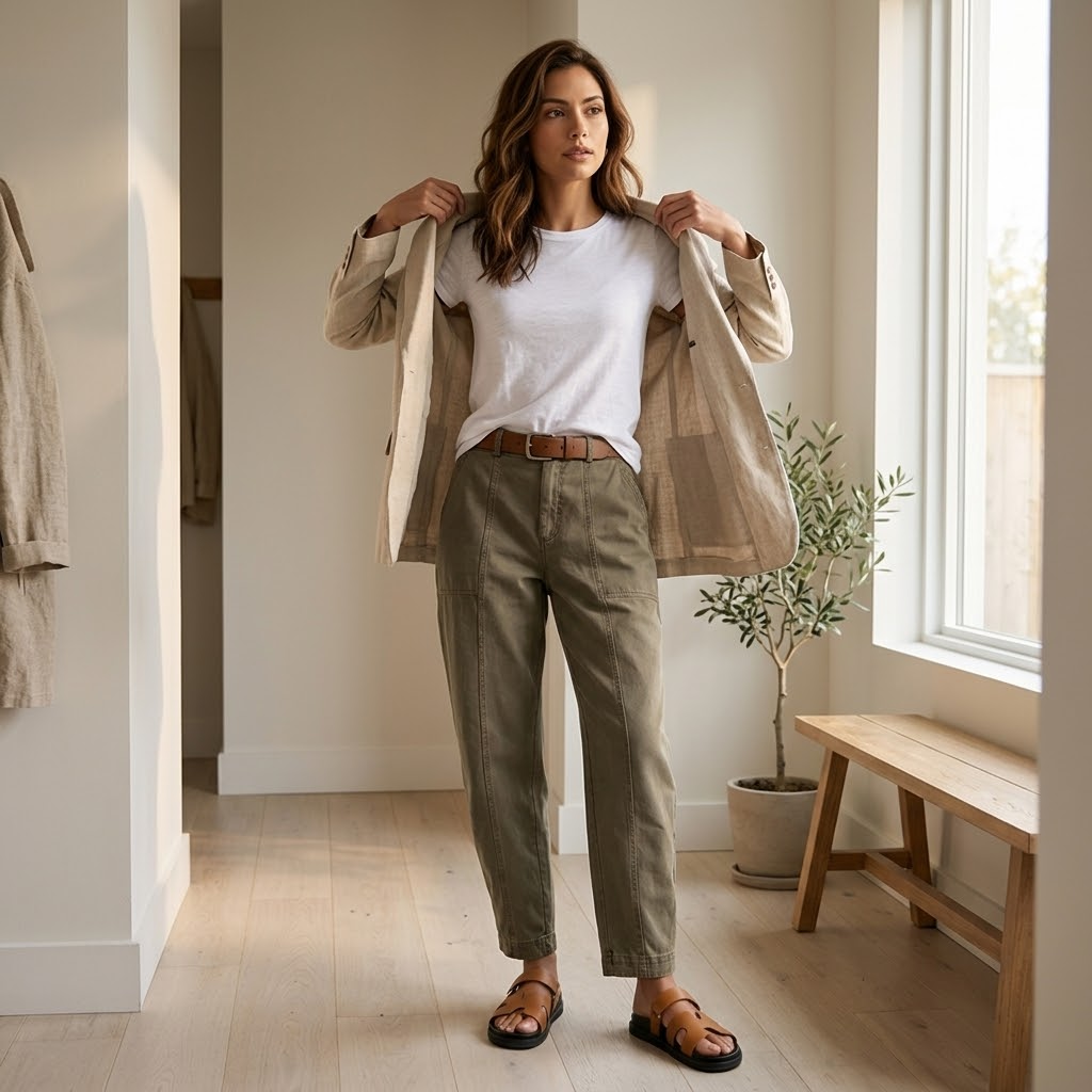 Utility Pantalon Hoge Taille Taps Toelopend met Geplooid Enkelboord Casual Werkbroek | Sansoti