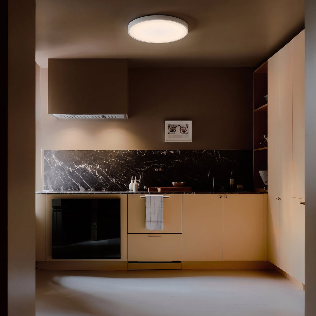 Ultracienka okrągła lampa sufitowa LED, żelazo, czarno-biała, 23-37cm, skandynawska, nowoczesna, do salonu i sypialni | Sansoti