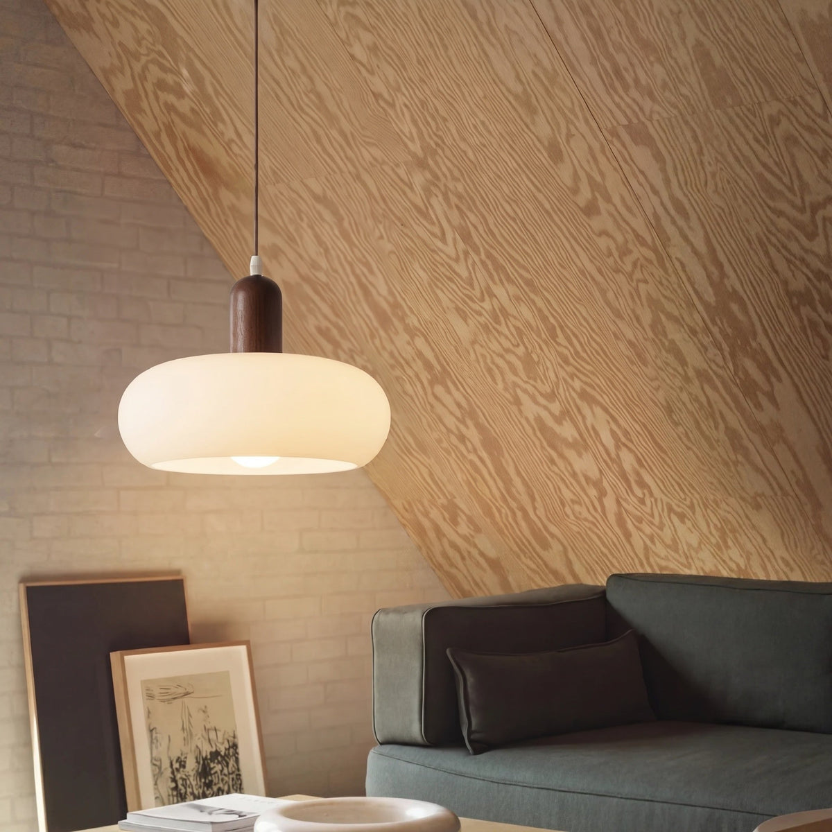 Suspension crème en bois et verre, design scandinave E27, réglable, pour salle à manger, bar, intérieur moderne, salon | Sansoti