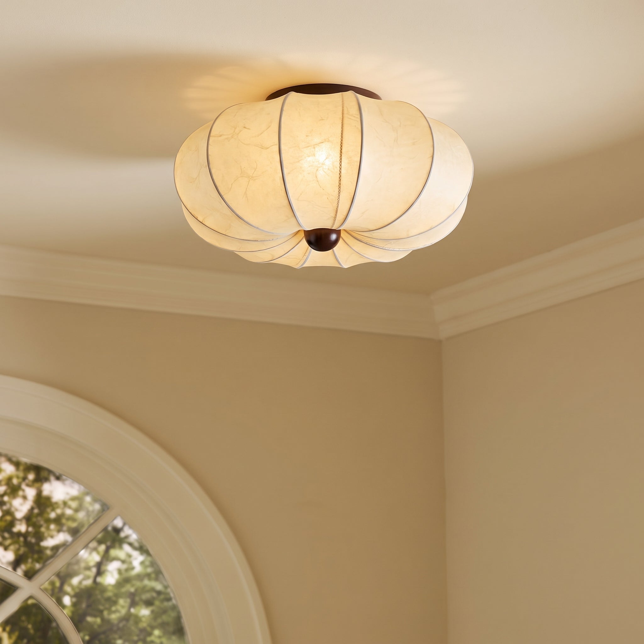 Plafonnier en tissu satiné style médiéval E27 LED éclairage d’ambiance salon chambre couloir 40-60cm | Sansoti