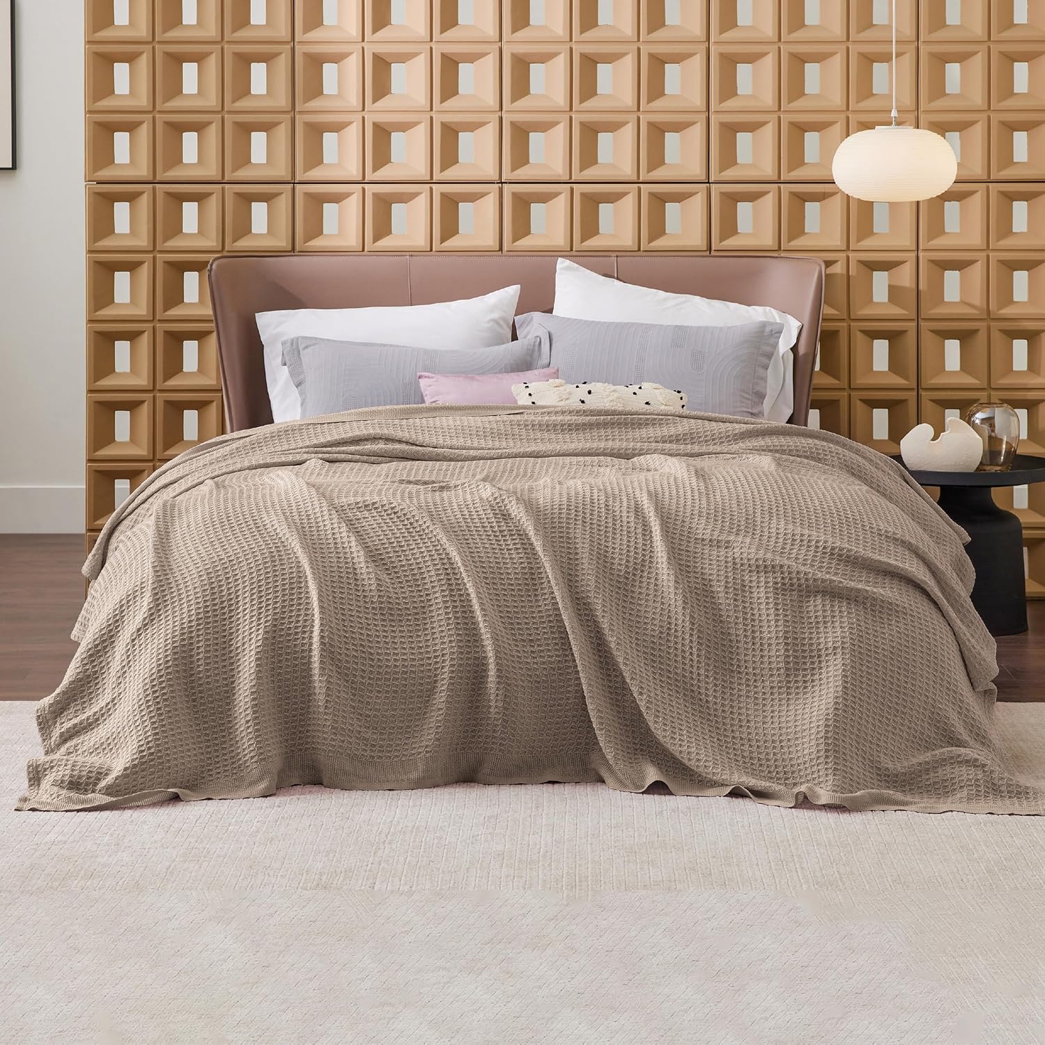 Lichtgewicht Katoenen Wafelplaid Tweepersoonsbed Zacht Ademend Deken Scandinavisch Design 90x90 cm Woonkamer | Sansoti