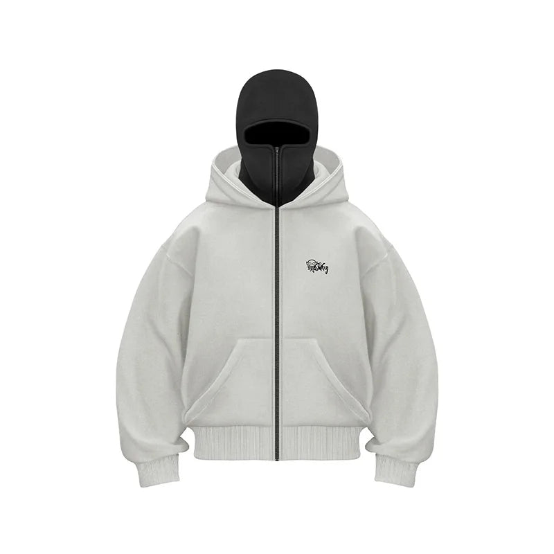 Ritshoodie met Geïntegreerd Balaclava Masker – Warme Wintertrui met Rits voor Outdoor Sport en Activiteiten | Sansoti