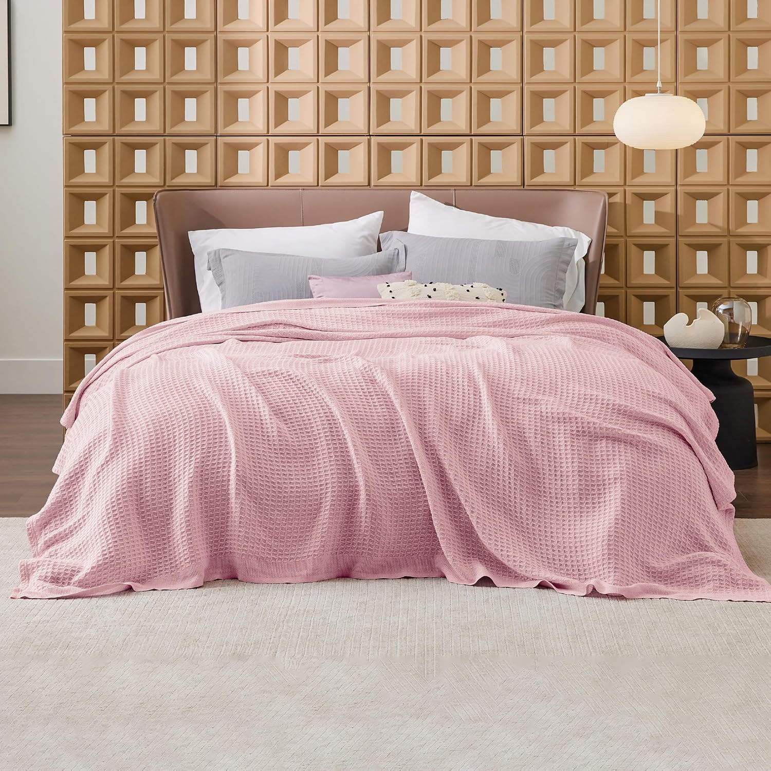 Lichtgewicht Katoenen Wafelplaid Tweepersoonsbed Zacht Ademend Deken Scandinavisch Design 90x90 cm Woonkamer | Sansoti
