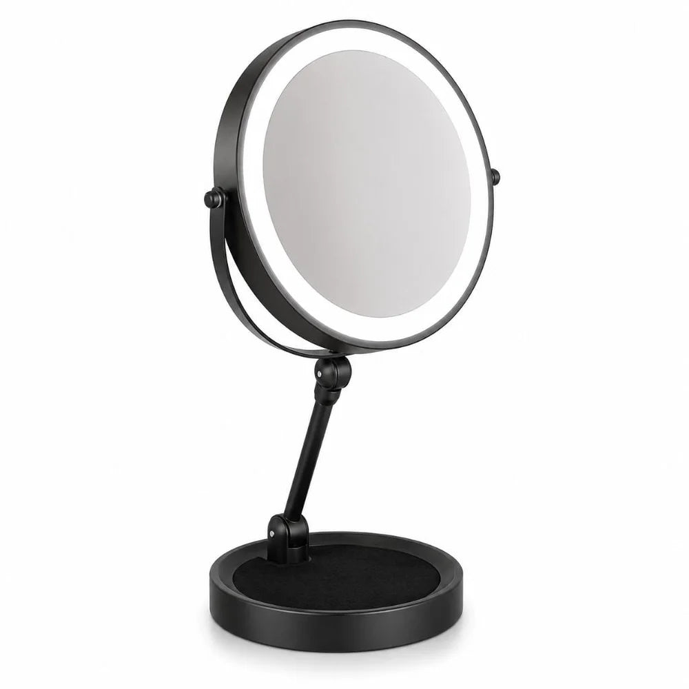 Verlichte Make-up Spiegel 10x Vergroting Dubbelzijdig LED Aanraakbediening Oplaadbaar Draaibaar voor Badkamer | Sansoti